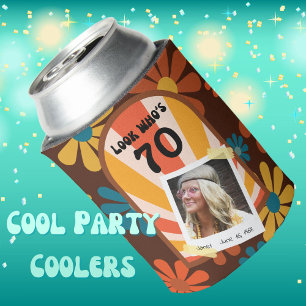 Enfriador De Latas Foto personalizada de la flor Retro 60