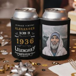 Enfriador De Latas Foto personalizada del año 90 de cumpleaños