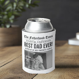 Enfriador De Latas Foto personalizada del mejor periódico de papá