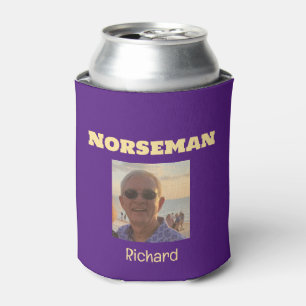 Enfriador De Latas Foto Personalizado de Norseman morado y dorado