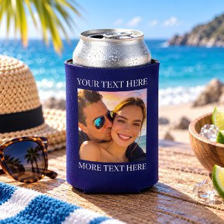 Enfriador De Latas Foto y texto personalizados azul marino púrpura