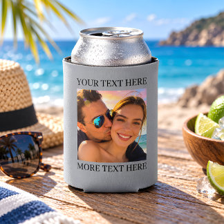 Enfriador De Latas Foto y texto personalizados gris