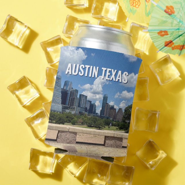 Enfriador De Latas Fotografía de Austin Texas City Skyline (Verano in situ)