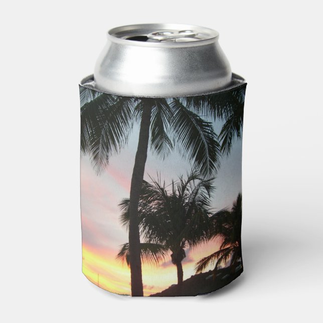 Enfriador De Latas Fotografía de paisajes tropicales de palmas de sol (Lata Anverso)