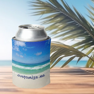 Enfriador De Latas Fotografía en Playa Cielos Azules Con Ondas
