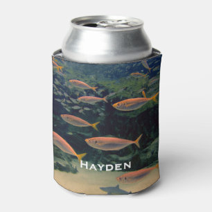 Enfriador De Latas Fotografía subacuática de peces rosados personaliz