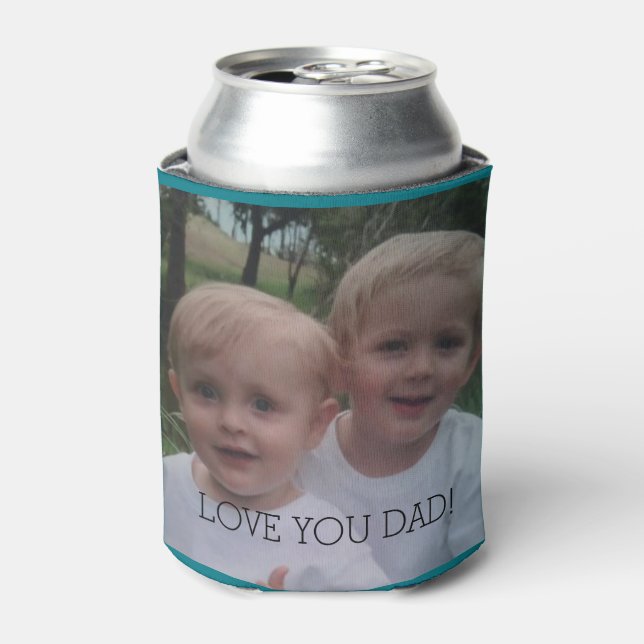Enfriador De Latas Fotos de papá refrigerador de cerveza Día del Padr (Lata Anverso)
