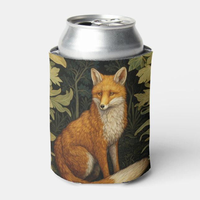 Enfriador De Latas Fox en el bosque, estilo Art Nouveau (Lata Anverso)