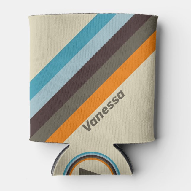 Enfriador De Latas Foxglove Rust Strips con el nombre (Anverso)