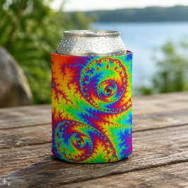 Enfriador De Latas Fractal en espiral de arcoíris colorido