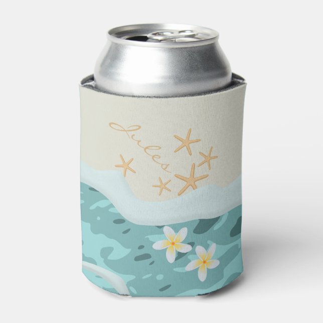 Enfriador De Latas Frangipanis flotantes en mariscos nombre de estrel (Lata Anverso)