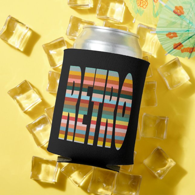 Enfriador De Latas Frases de palabras retro coloridas (Verano in situ)