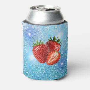 Enfriador De Latas Fresa Fresca con gotas de agua