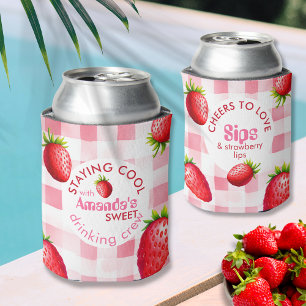 Enfriador De Latas Fresa Gingham Bachelorette Drink Crew Cooler