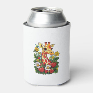 Enfriador De Latas Fresas de jirafa y flores café gráfico Gira
