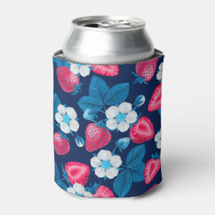 Enfriador De Latas Fresas rosas en azul