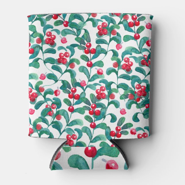 Enfriador De Latas Fresas silvestres acuáticas, patrón sin costuras. (Anverso)