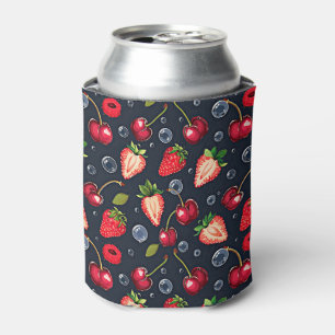 Enfriador De Latas Fresas y cerezas en un fondo oscuro