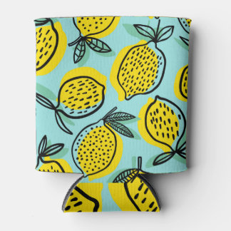 Enfriador De Latas Frutas de limón: patrón vintage de verano.