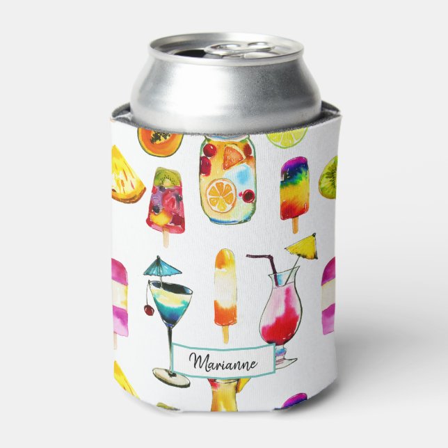 Enfriador De Latas Frutas tropicales acuáticas, jugo, cóctel (Lata Anverso)