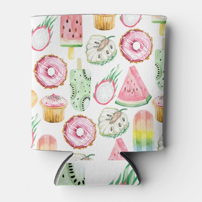 Enfriador De Latas Frutas tropicales acuáticas, patrón de helados. (Anverso)