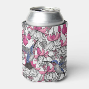 Enfriador De Latas Fuchsia blanca y colibríes