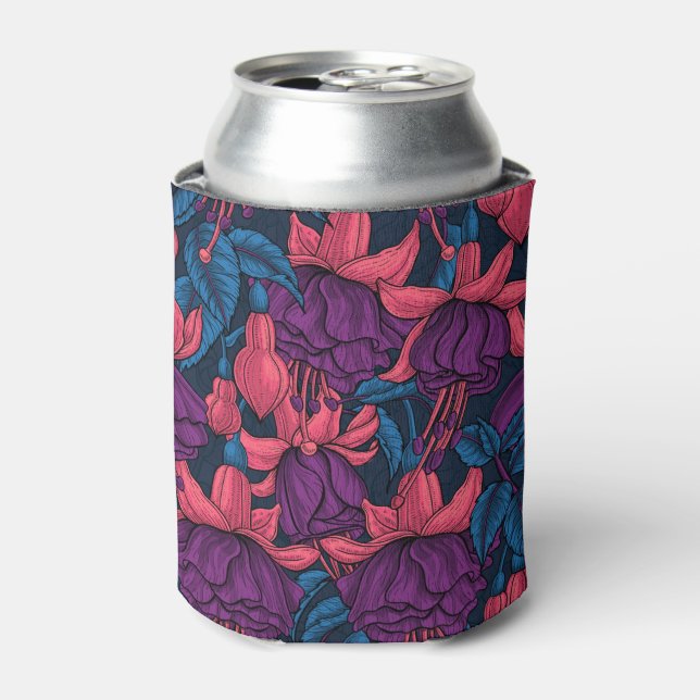 Enfriador De Latas Fuchsia en azul y púrpura (Lata Anverso)