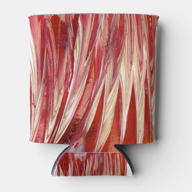 Enfriador De Latas Fuchsia Feather Fringe (Anverso)