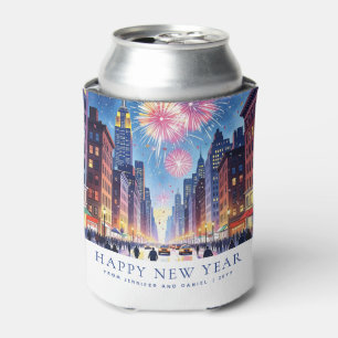 Enfriador De Latas Fuegos artificiales de año nuevo feliz personaliza