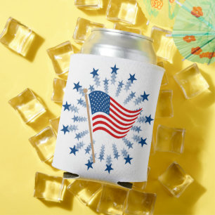 Enfriador De Latas Fuegos artificiales de la bandera estadounidense S