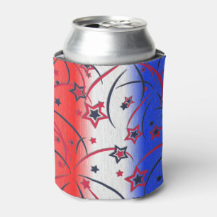 Enfriador De Latas Fuegos artificiales sobre rojo blanco azul