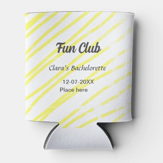 Enfriador De Latas Fun Club bachelorette party yellow lines backgroun (Anverso)
