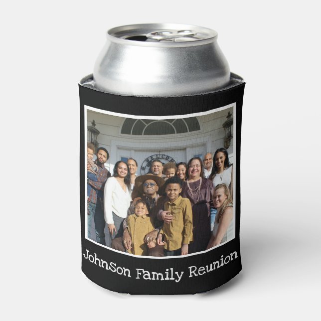 Enfriador De Latas Fun Family Reunion Photo Personalizada Black White (Lata Anverso)