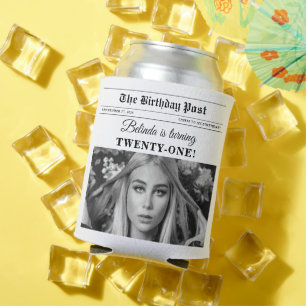 Enfriador De Latas Fun Fun Black & White Photo del periódico de cumpl