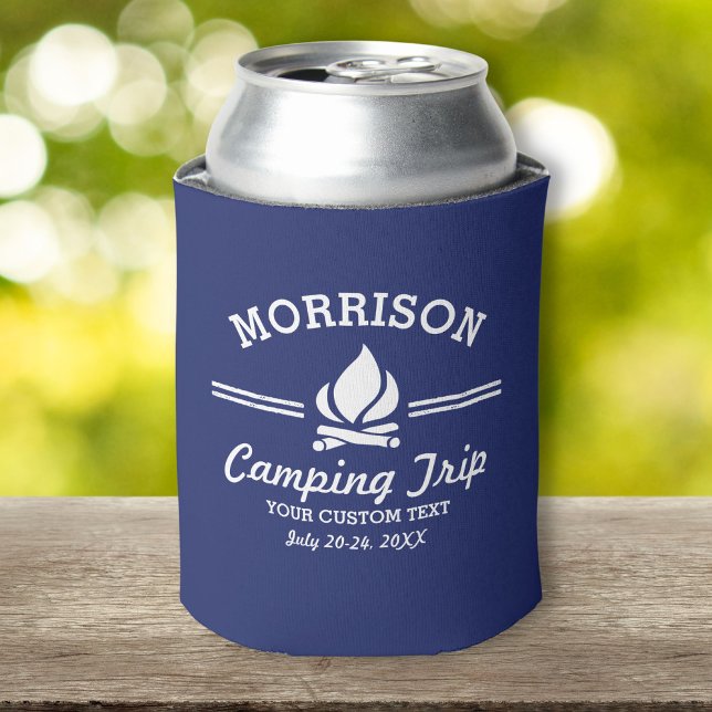 Enfriador De Latas Fun Personalizado Camping Trip Campfire Azul (Subido por el creador)