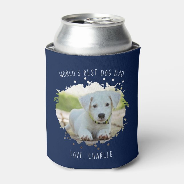 Enfriador De Latas Fun Personalizado Mascota foto del mejor perro del (Lata Anverso)