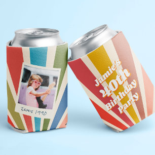 Enfriador De Latas Fun Retro Personalizado 40th Birthday Vintage Phot