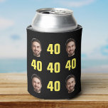 Enfriador De Latas Fun Unique 40th Birthday Photo Guay Retro<br><div class="desc">Fun 40 cumpleaños foto refrigerador de bebidas en retro diseño amarillo audaz. ¡El año es el personalizable para cualquier año de cumpleaños! Para obtener el efecto de recorte, utilice un archivo png con el fondo ya cortado. Si no, la foto aparecerá como un círculo rodeado por su propio fondo, tal...</div>