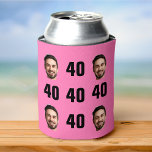Enfriador De Latas Fun Unique 40th Birthday Photo Guay Retro Can Guay<br><div class="desc">Fun 40 cumpleaños foto refrigerador de bebidas en retro diseño amarillo audaz. ¡El año es el personalizable para cualquier año de cumpleaños! Para obtener el efecto de recorte, utilice un archivo png con el fondo ya cortado. Si no, la foto aparecerá como un círculo rodeado por su propio fondo, tal...</div>