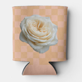 Enfriador De Latas Funda de lata de rosa blanca a cuadros rosa meloco