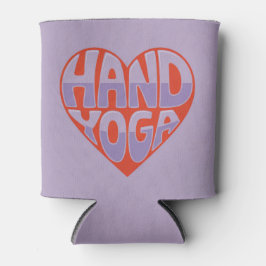 Enfriador De Latas Funda de lata de yoga de mano de lavanda roja