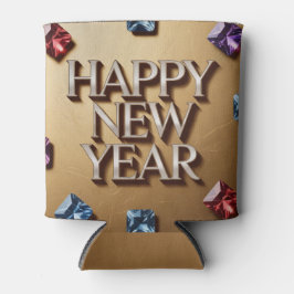 Enfriador De Latas Funda de lata dorada de Feliz Año Nuevo