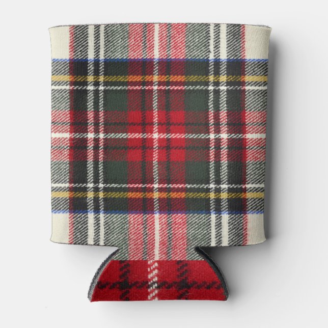 Enfriador De Latas Funda escocesa roja y blanca. (Anverso)