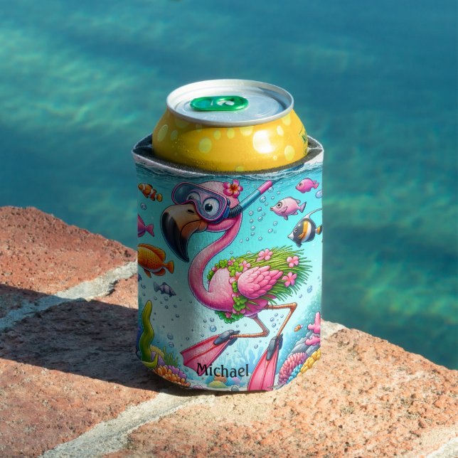 Enfriador De Latas Funky Flamingo Stay Hydred My Friend (Piscina in situ)