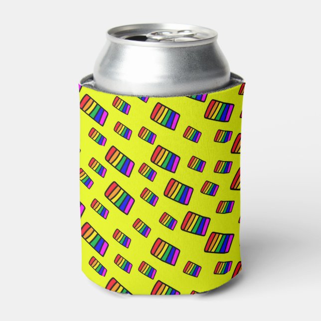 Enfriador De Latas Funky Neon Rainbow Block Pattern (Lata Anverso)
