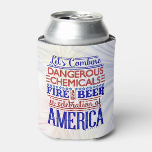 Enfriador De Latas Funny 4 de julio fuegos artificiales de cerveza   