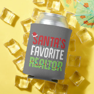 Enfriador De Latas Funny Agente de bienes raíces favorito de Santa Cl