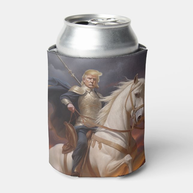 Enfriador De Latas Funny AI del héroe del caballo blanco Donald Trump (Lata Anverso)