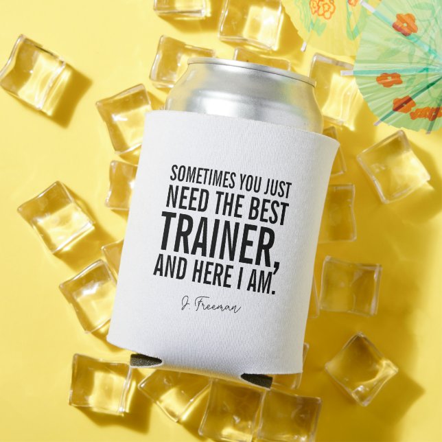 Enfriador De Latas Funny Black Text Personal Trainer diciendo (Verano in situ)
