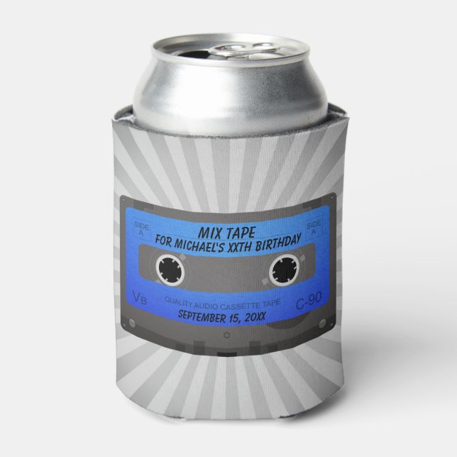 Enfriador De Latas Funny Cassette Tape Birthday Party (Lata Anverso)